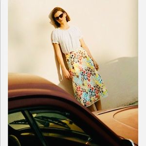 Anthropologie Meghan Embroidered Midi Skirt